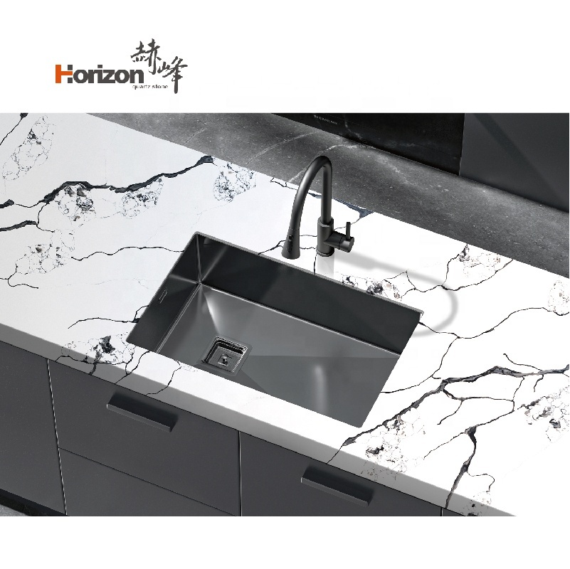 Industrial-Style Kitchen Island Counter Top Slab Waterproof and Fireproof Artificial Quartz for Hotels and Malls