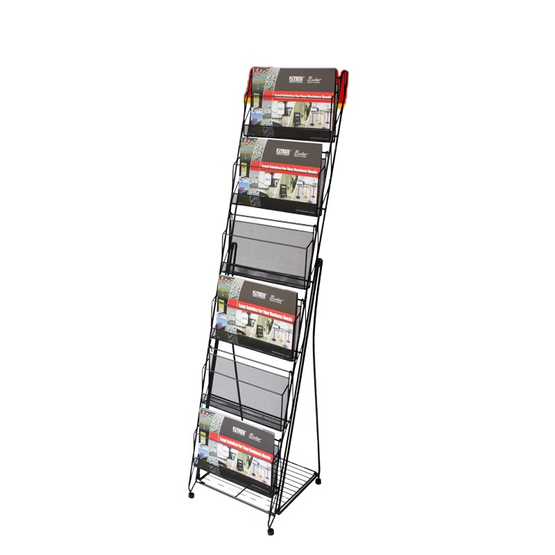 Commercial Metal Magazine Brochure Holder Rack Floor Stand Multi-Tiers Display Stand
