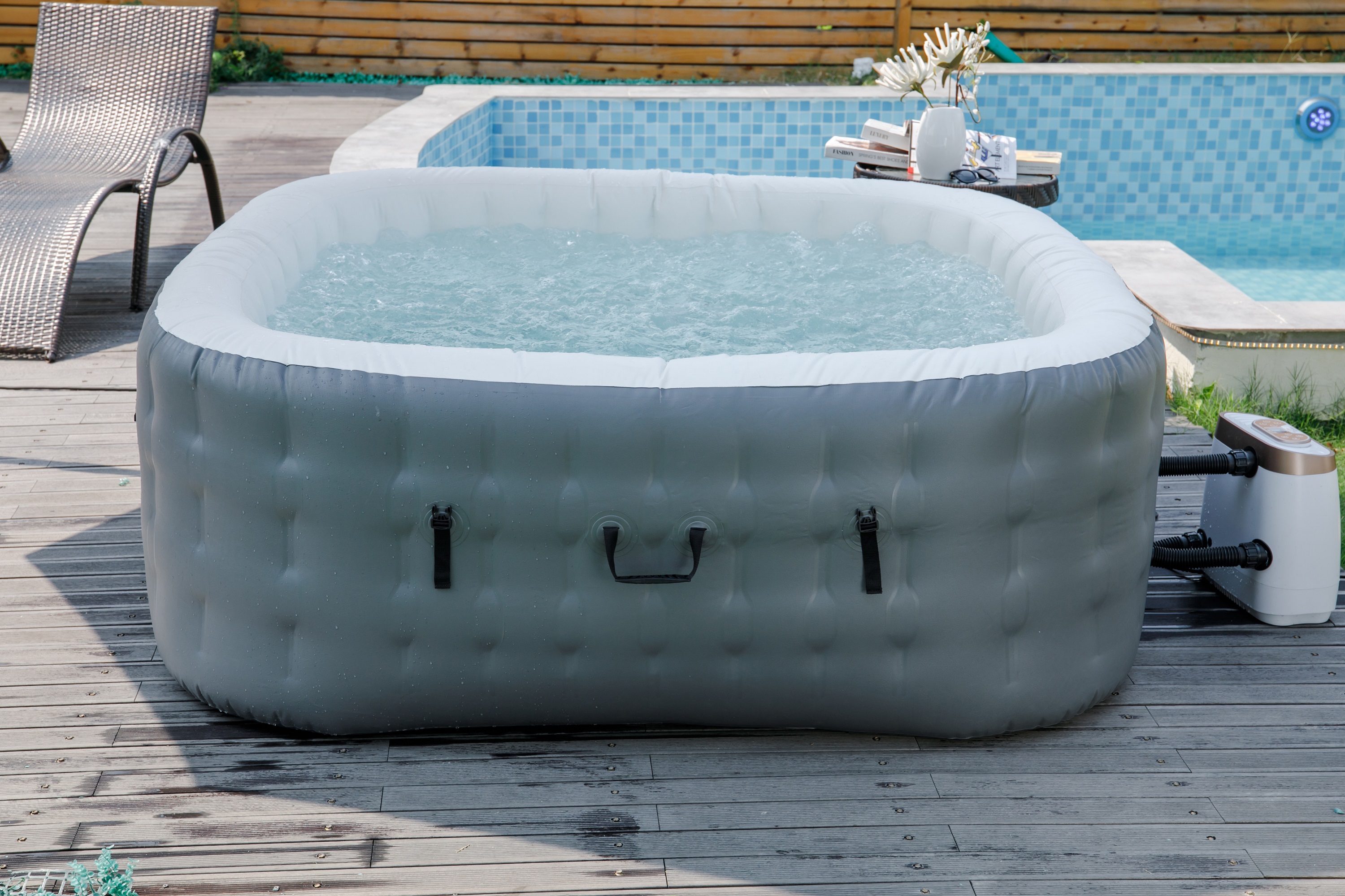 SQME20028EU-M portable 2-4 persons square custom logo outdoor lazy spa hot tub inflatable hot tub spa