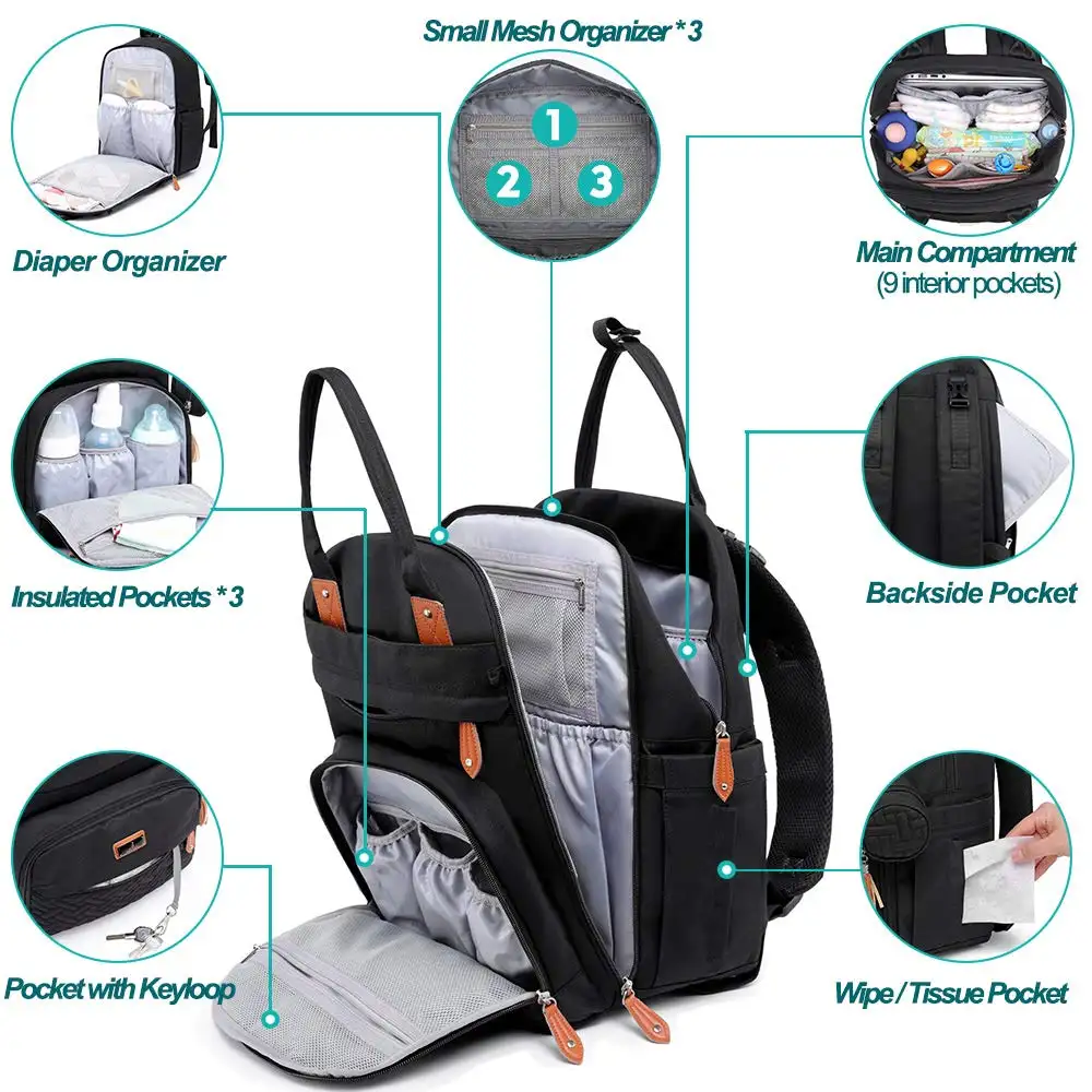 With Changing Station Fashion Waterproof Backpack Travel Baby Diapers Bag