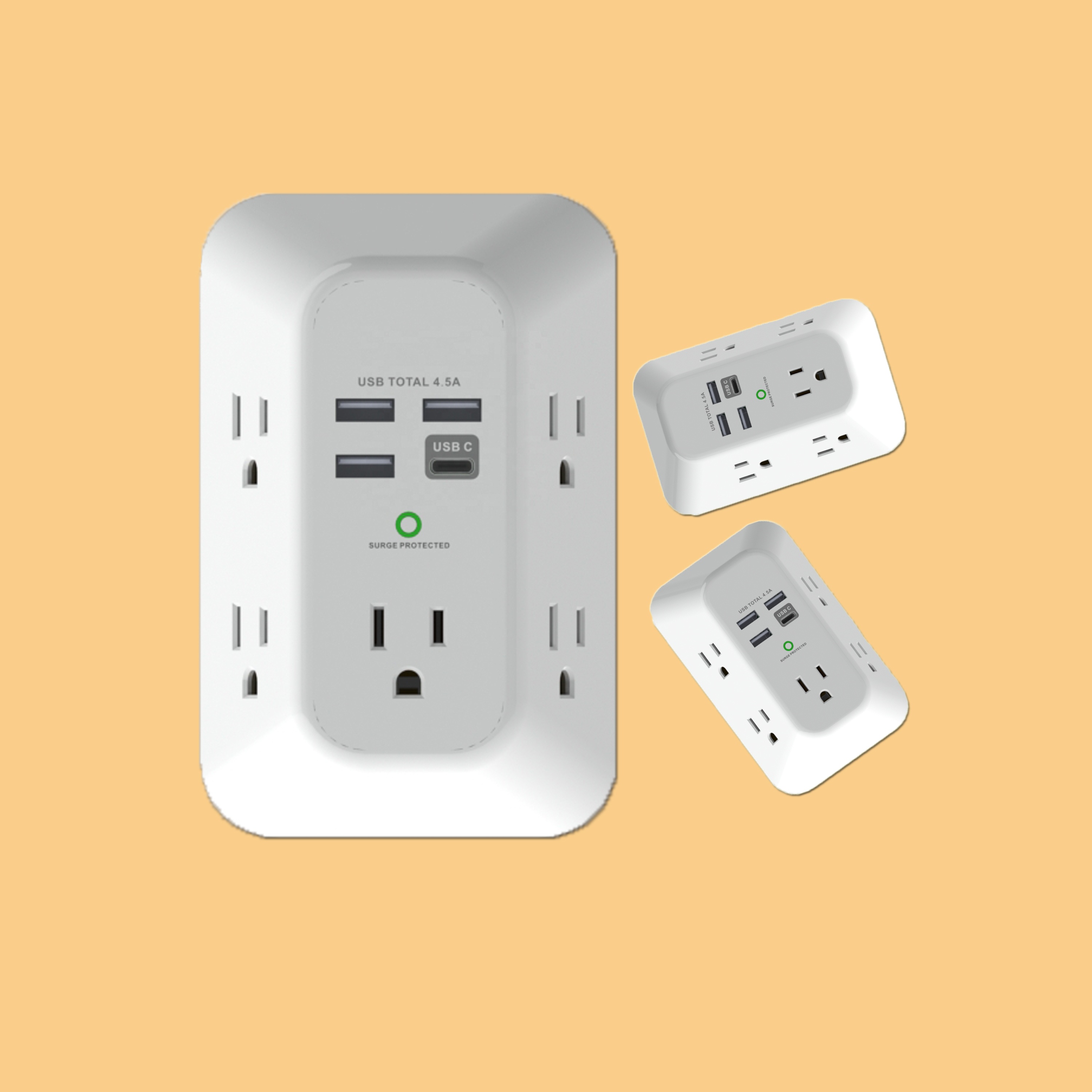 Свяжитесь с нами для защиты от перенапряжений, USB настенное зарядное устройство с 4 портами USB для зарядки (Smart 4.5A общая) 5-выход удлинитель для головок
