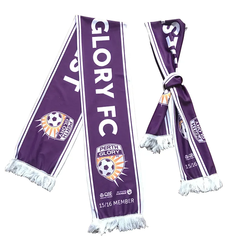 Customized Sublimation Printing Polyester Mesh Scarf Football Fan Scarf With Tassel For Qatar World Cup Scarf