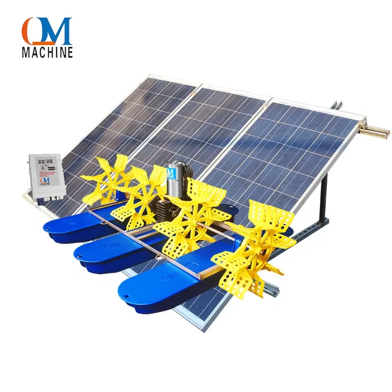 2motor solar paddle wheel aerator high power saving fish pond machine aquaculture floating aerator