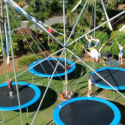 Park Playground steel structure bungee trampoline for four players