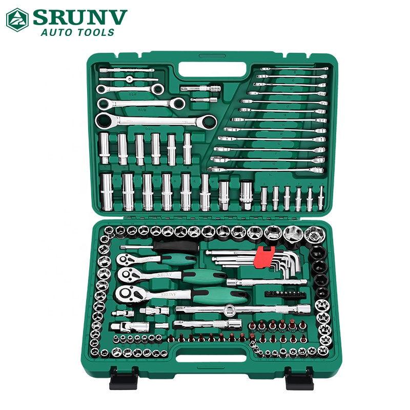 150 Pc 1/4In. 3/8In. 1/2In. Набор метрических гнезд привода 24T быстросъемная трещоточная рукоятка с удобным захватом