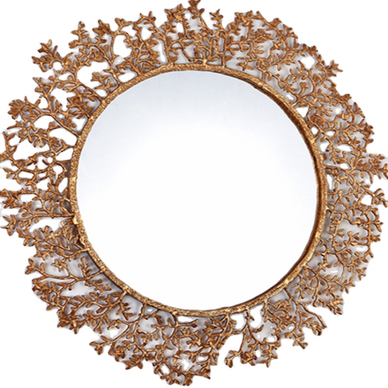 Novelties Flower Shape Handmade Customized Copper Antique Brass High Quality Gold Crystal Wall Sconce Mirror Bedroom Washroom