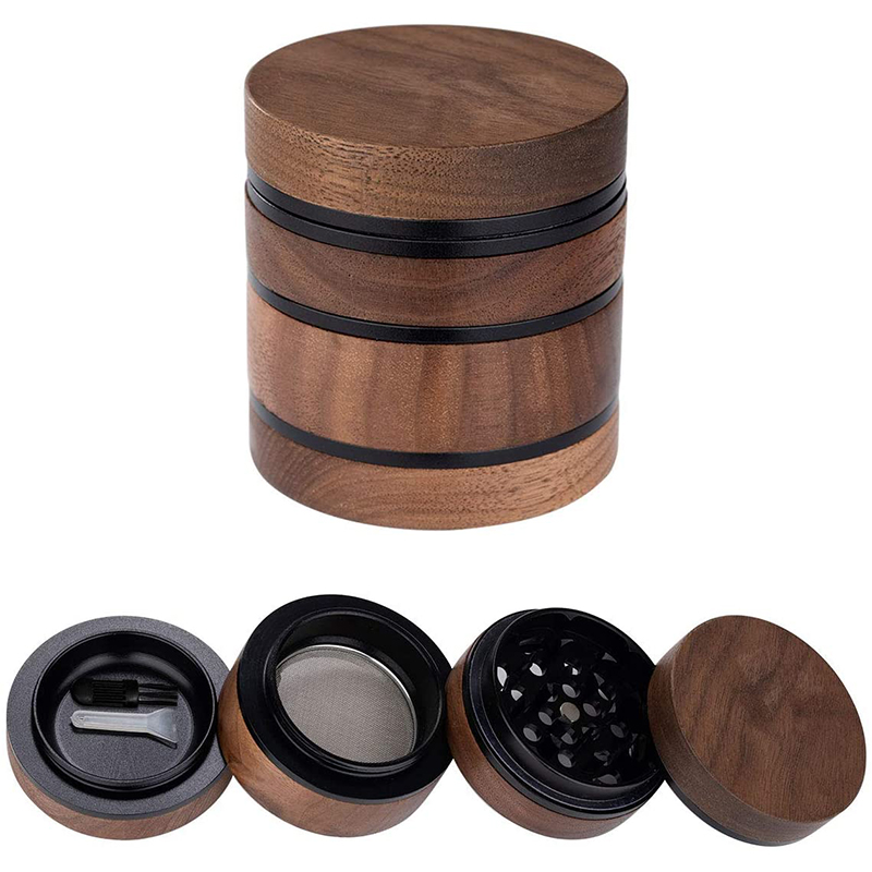 Custom Logo Smoking Accessories Crusher Creative Wooden Spice Tobacco Grinder