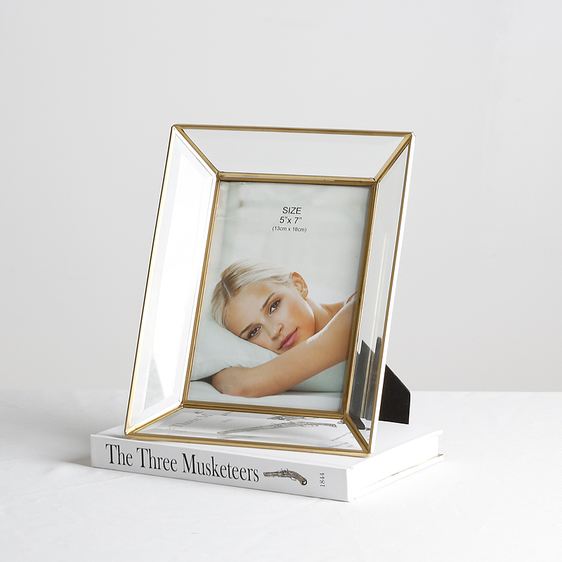 Low price new beautiful gift bevel edge wedding dress glass photo frame 4*6"