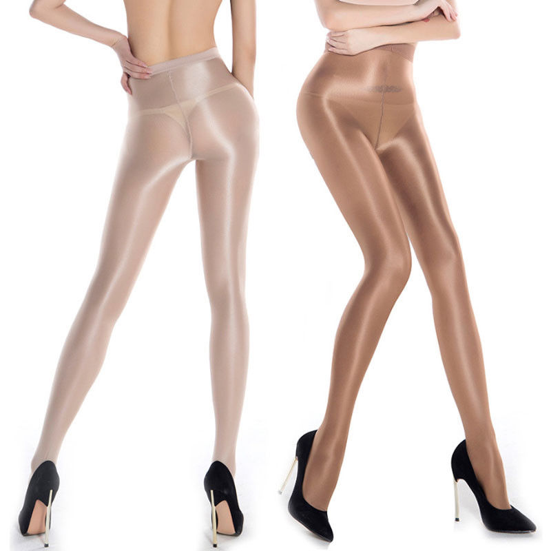 70D Women Plus Size Stretch Tights Sexy Oil Shiny Glitter Pantyhose Yarns glossy Brown Stockings Dance Fitness Stockings