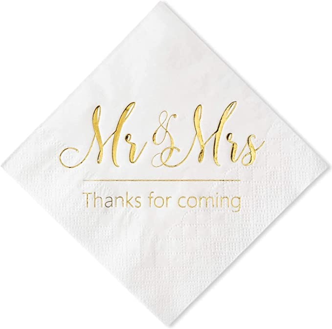 Свадебные салфетки в коробке, салфетки Mr и Mrs, бумажные салфетки под заказ, золотые Коктейльные десертные салфетки для напитков, свадебные салфетки