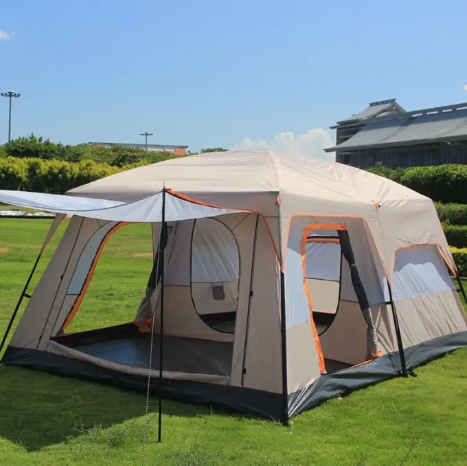 Outdoor Luxury  glamping  3-12 Persons Waterproof two bedrooms and one living room Large  Outdoor Family Camping Tent Portable