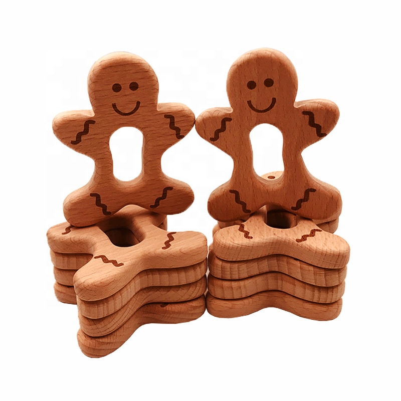gift for baby Wooden Gingerbread Man funny baby teether