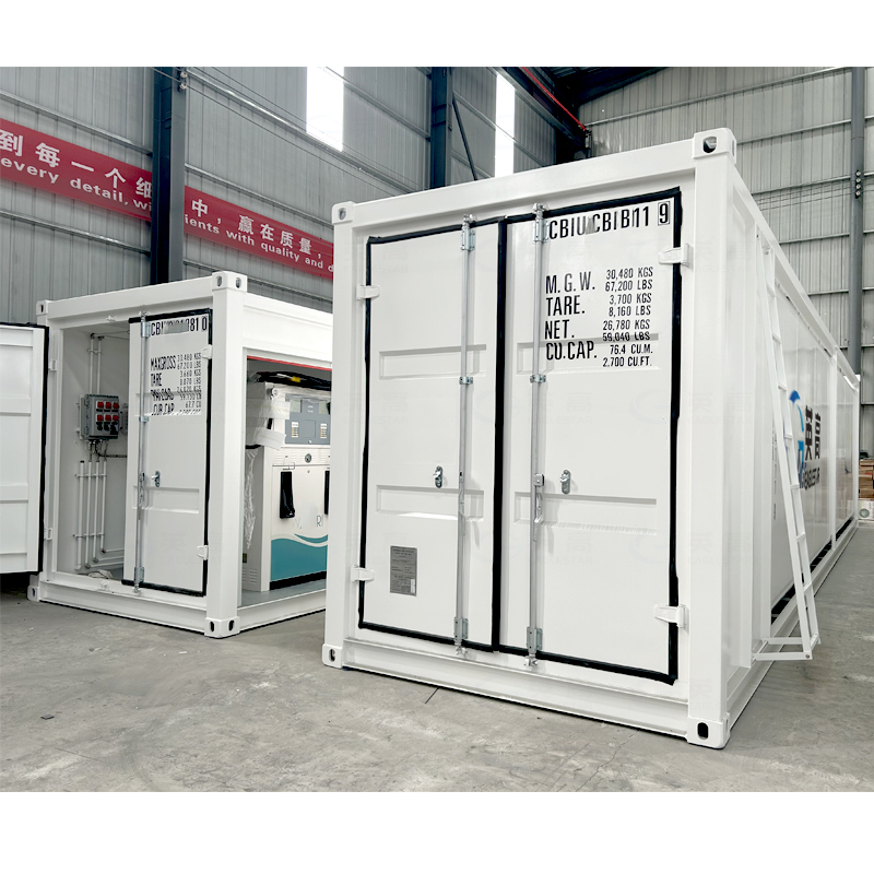 mobile petrol diesel filling movable fuel station Petrol Station With 2 Compartment In 20ft Container