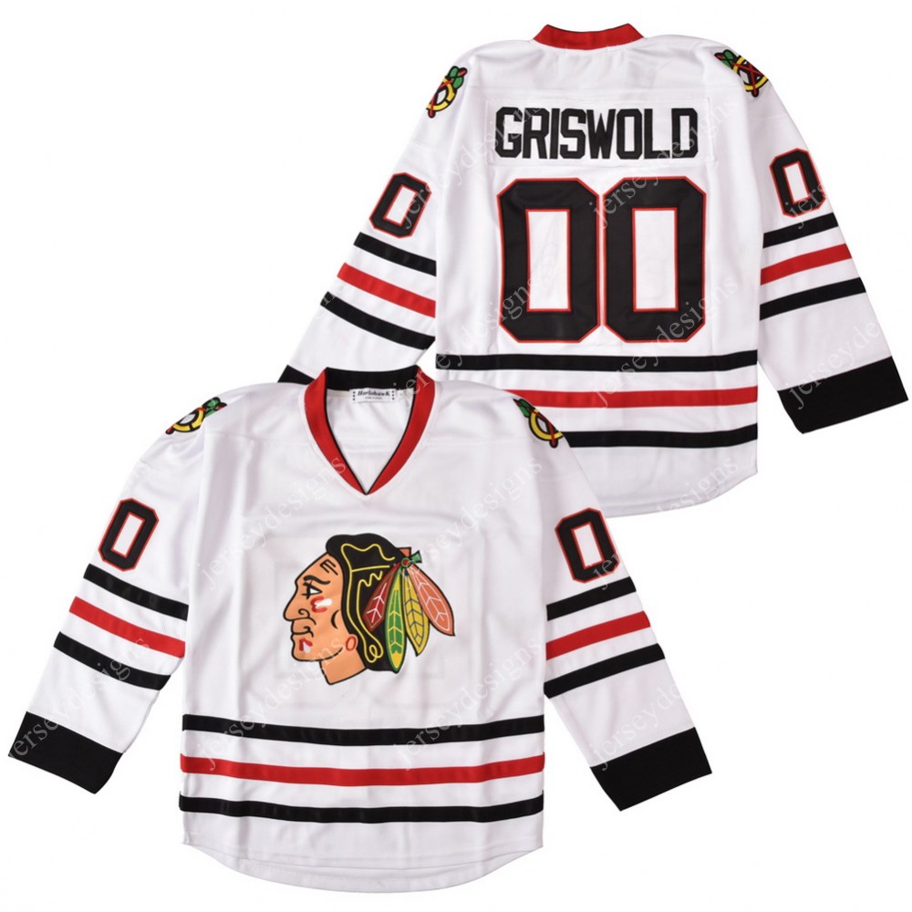 Wholesale Men's #00 Clark Griswold X-Mas Christmas Vacation Movie Hockey Jersey White stitched S-3XL
