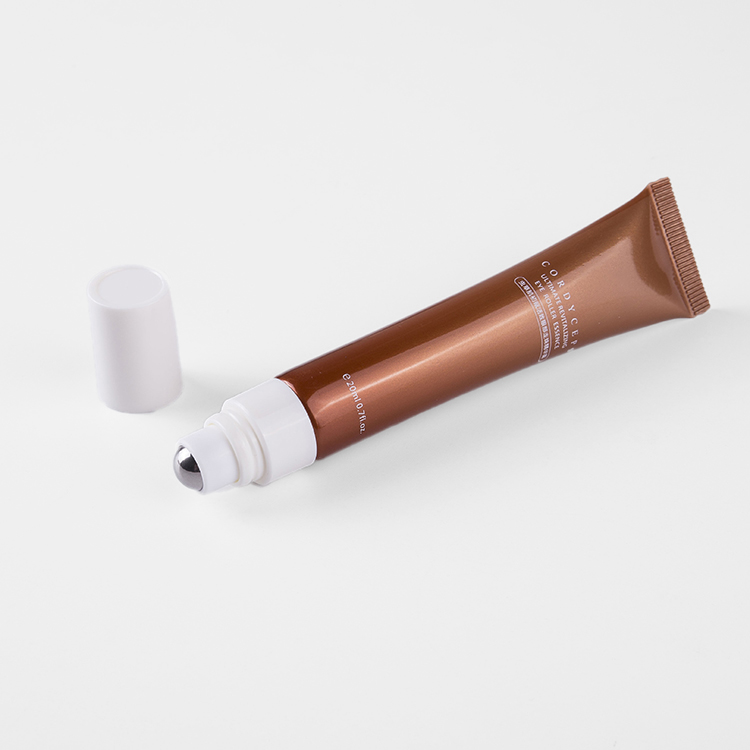 New Style 20ml Brown PE Massage Stainless Steel Roll On Lip Gloss Tube For Eye Cream