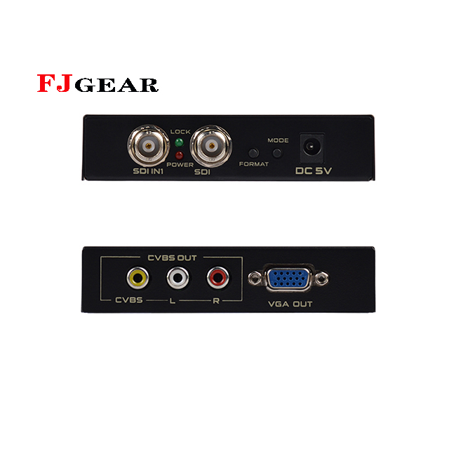 Конвертер FJGEAR SDI в vga + cvbs, конвертер SDI in и VGA,CVBS,SDI out, sdi вход 3G/HD/SD