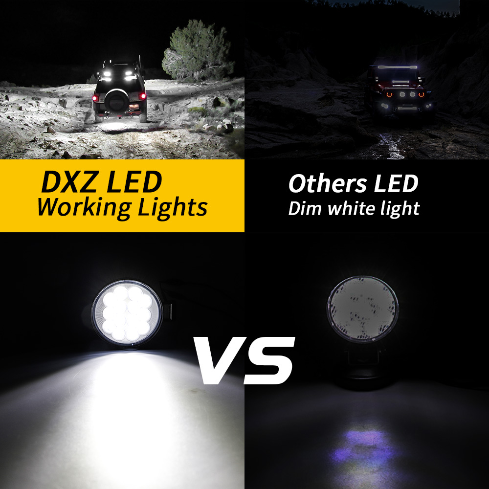 DXZ 3 дюймовый круглый AC/DC 12-24V изготовления 42вт 14LED универсальный автомобиль вспомогательное освещение Прожектор светодиодный рабочий свет белый 6500k
