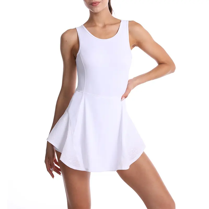 Women Sports Yoga Golf Running Exercise Tennis Dress with Built in Shorts