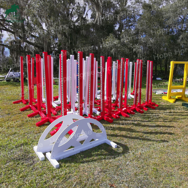 Wide range of colors horse jump stands with different height