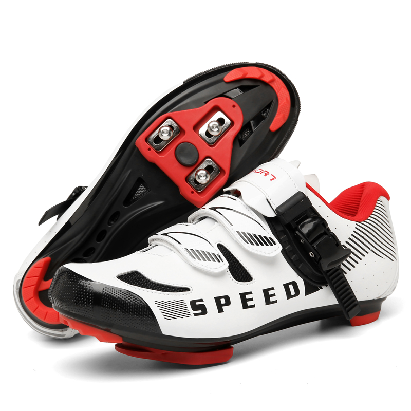 custom logo bicycle mountain shoes outdoor cycling lock sole unisex color matching velcro strap rubber shoes toe reinforced