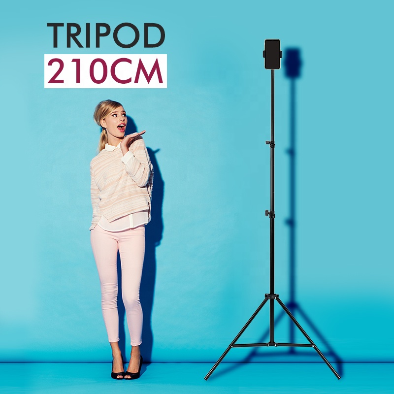 Ring Light With Tripod Stand 210cm Foldable Height Adjustable Tripod For Phone Selfie