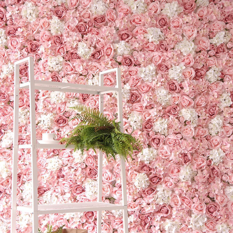 Custom Floral Rose Wedding Decoration Backdrop Ceiling Panel Colorful Artificial Faux Flower Wall