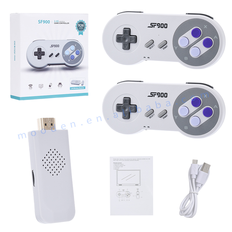 SF900 32bit 4k HD mini consola Game stick retro handheld video Game console 926 games with wireless controller