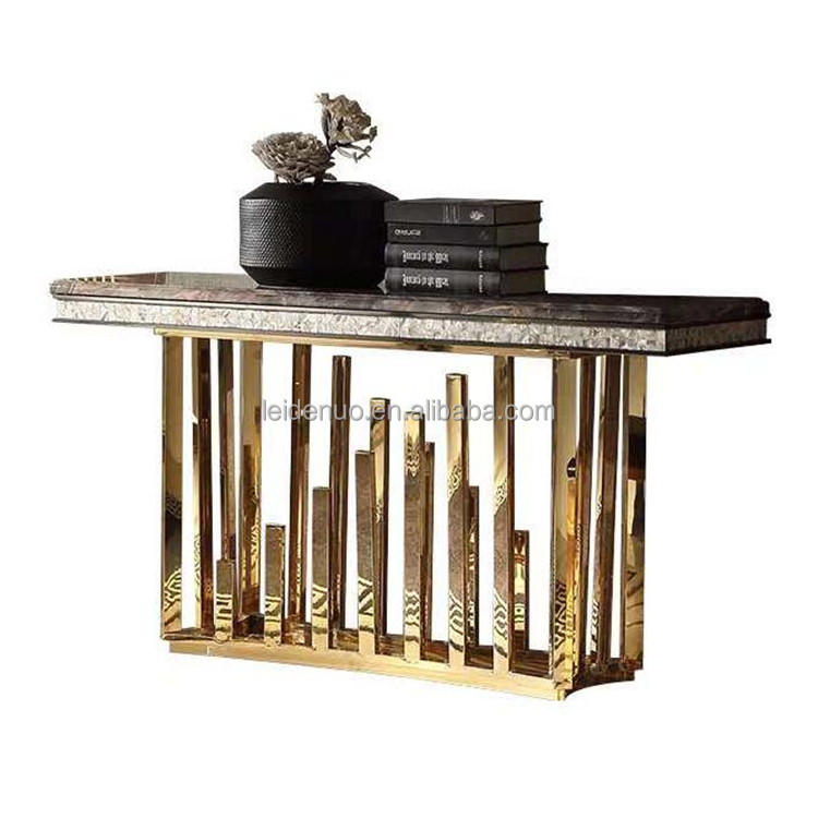 Wholesale new economical modern stainless steel marble console table luxury