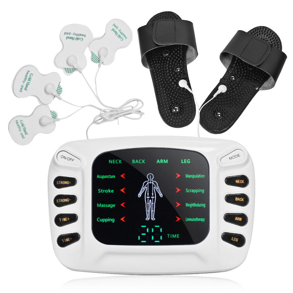 Electric 8 Modes 15 Intensity Levels TENS EMS Unit Muscle Stimulator Hand Foot Massager Slippers Massage Shoes