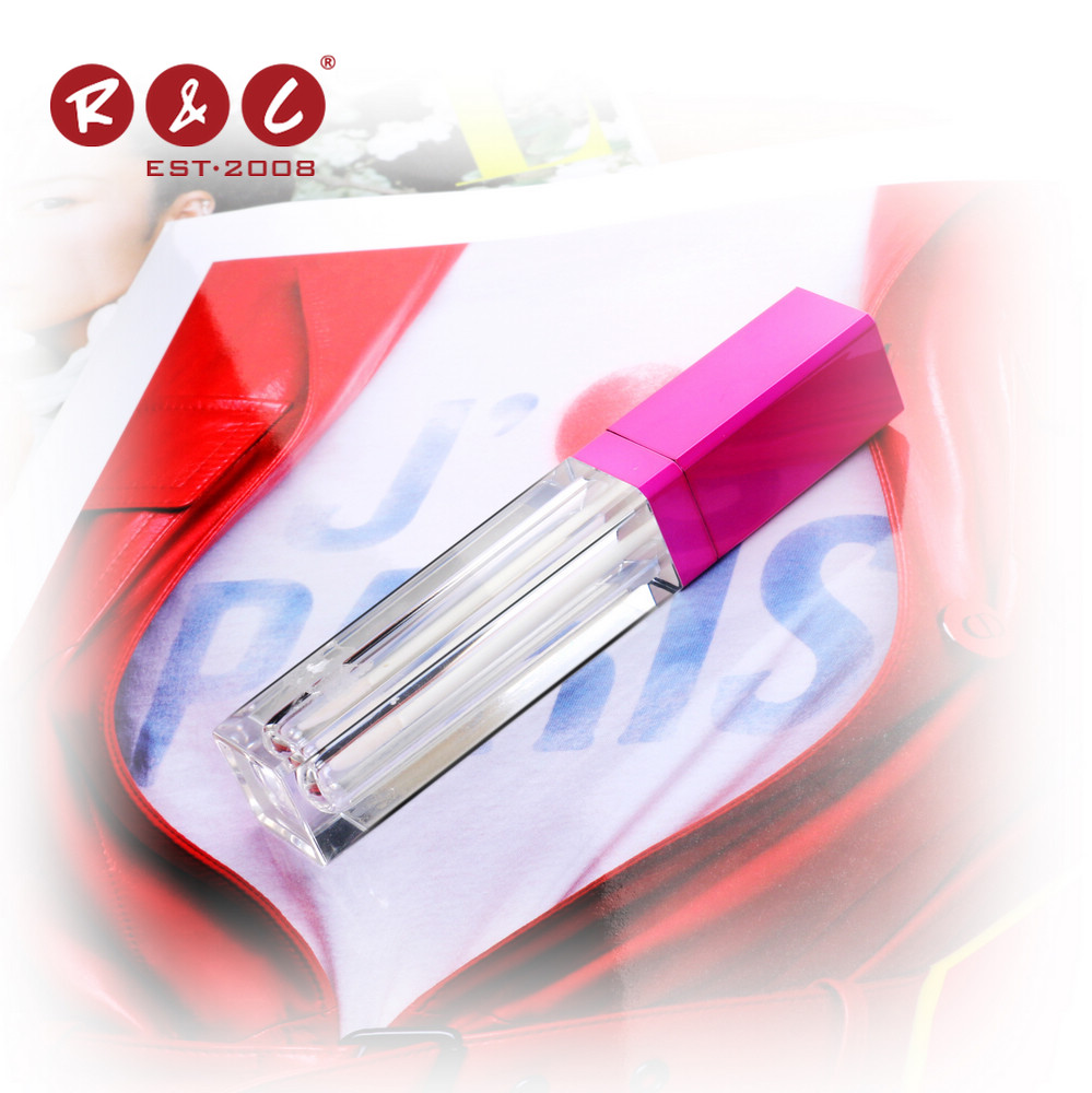hot selling creative 15ml big brush transparent clear red light up lip gloss wand tubes