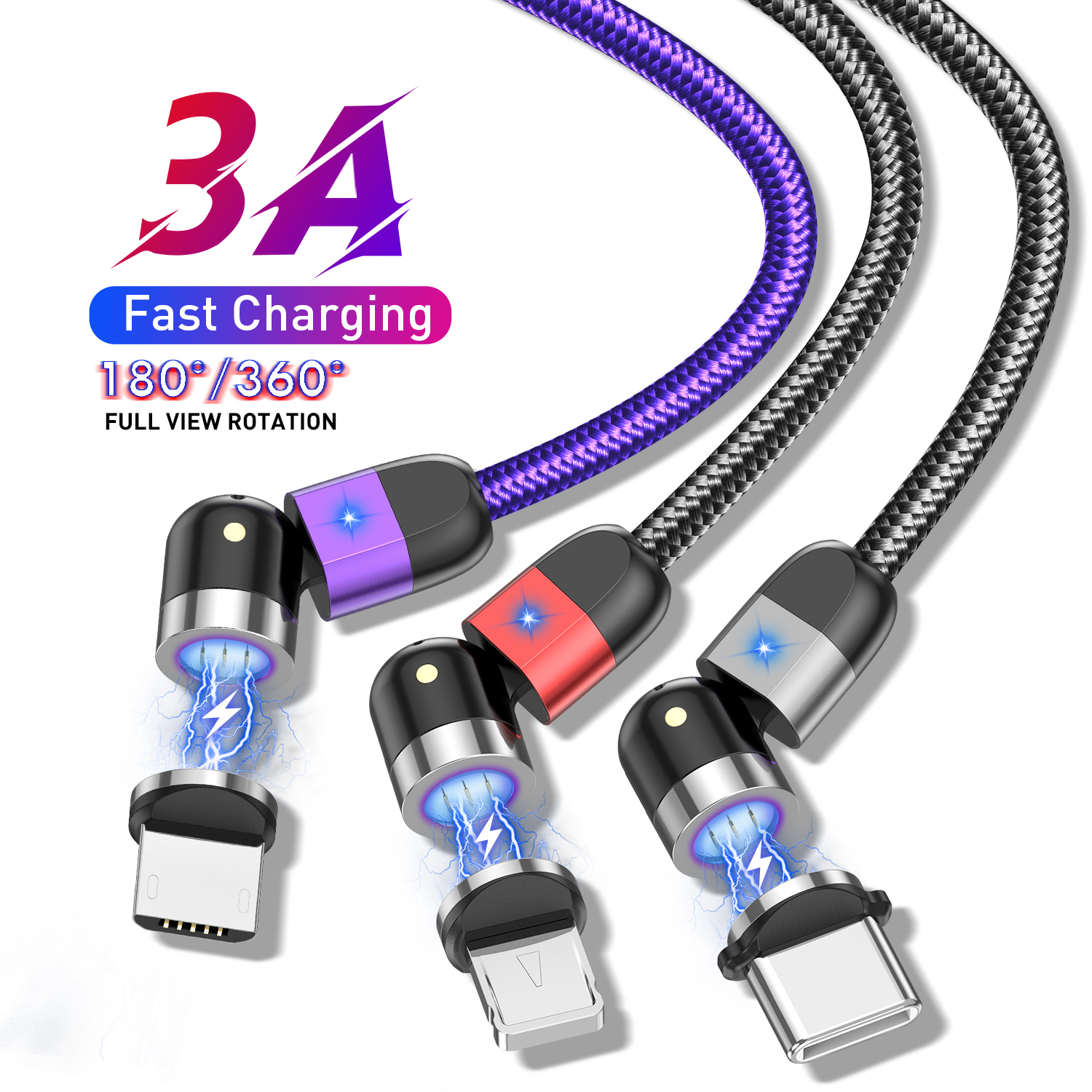 USLION Новый Магнитный USB кабель для быстрой зарядки Micro USB Type C Android кабель для мобильного телефона для Samsung iPhone Магнитный кабель для передачи данных
