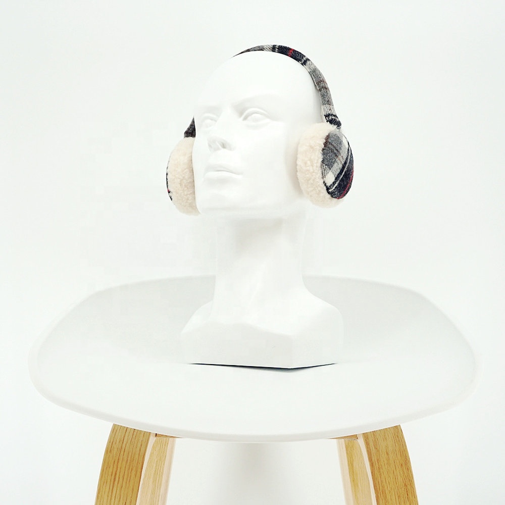 Hot sale sharpa check fleece designer fashion women ear muffs