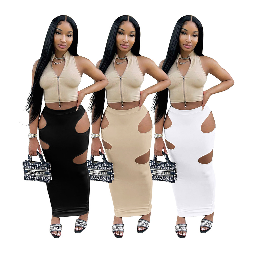 DUODUOCOLOR Hot sell new style summer draw cord skirt solid color sexy women casual short dress irregular womens clothing D98021