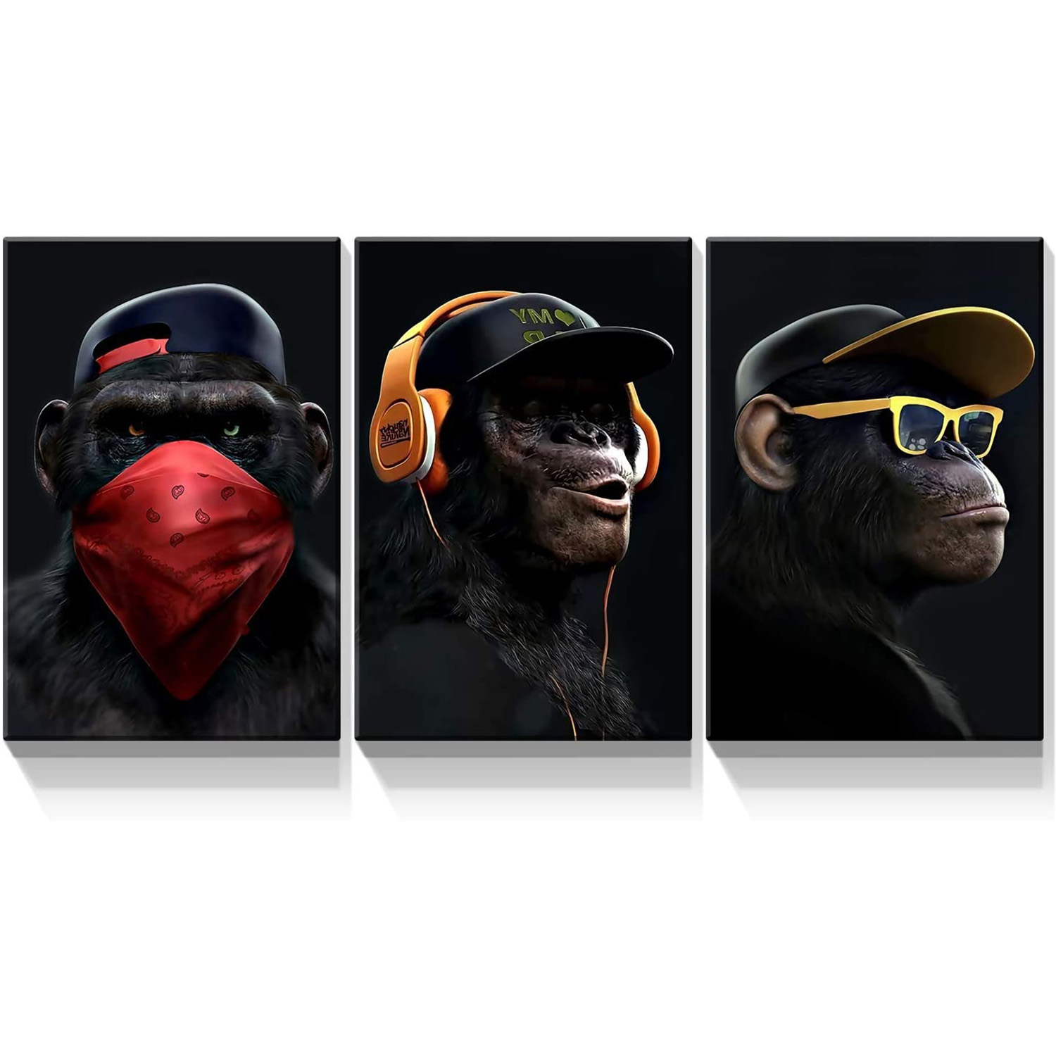 Прослушивание музыки Gorilla 3 панель абстрактная животная растягивающаяся живопись настенные художественные принты на холсте