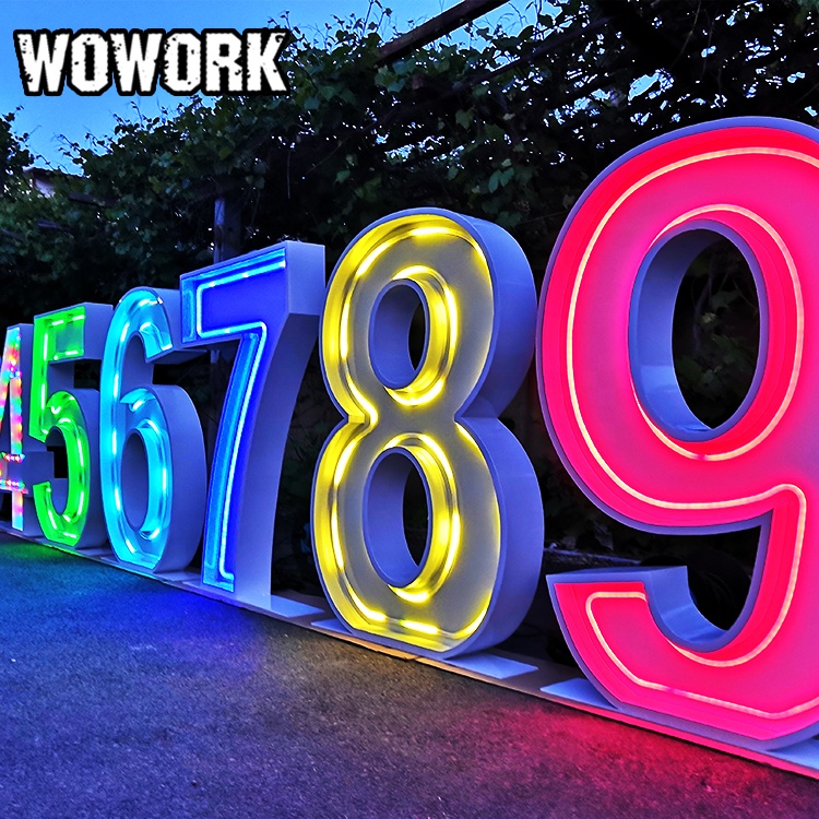 WOWORK fushun производство 3d твердый металлический каркас неоновый шатер Номер огни для вечеринки свадьбы вывеска украшение