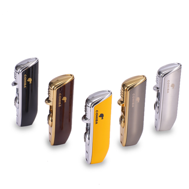 Зажигалка с тройным пламенем, встроенный Дырокол Cohiba, металлическая струйная Зажигалка для сигар, 3 шт.