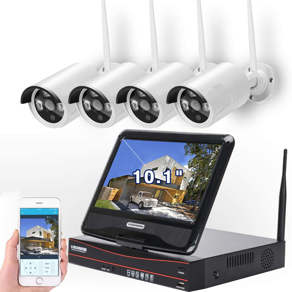 High Quality 3MP 4CH Wifi nvr kit 10.1 inch Lcd Screen Monitor wireless ip camera kit 2MP cctv wifi camera system cctv system