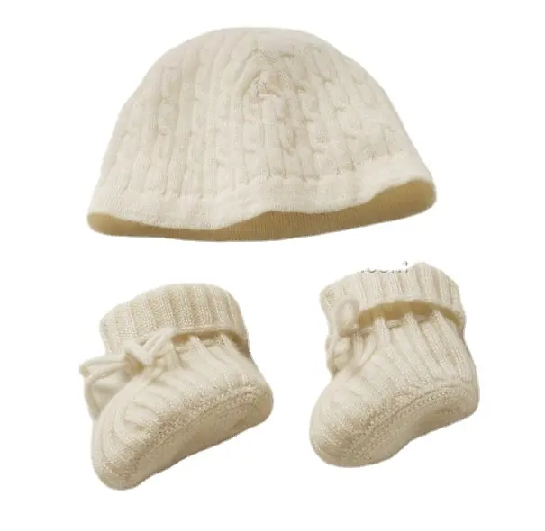 2022 New Designs Kid Cable Baby Cashmere hat boot sets