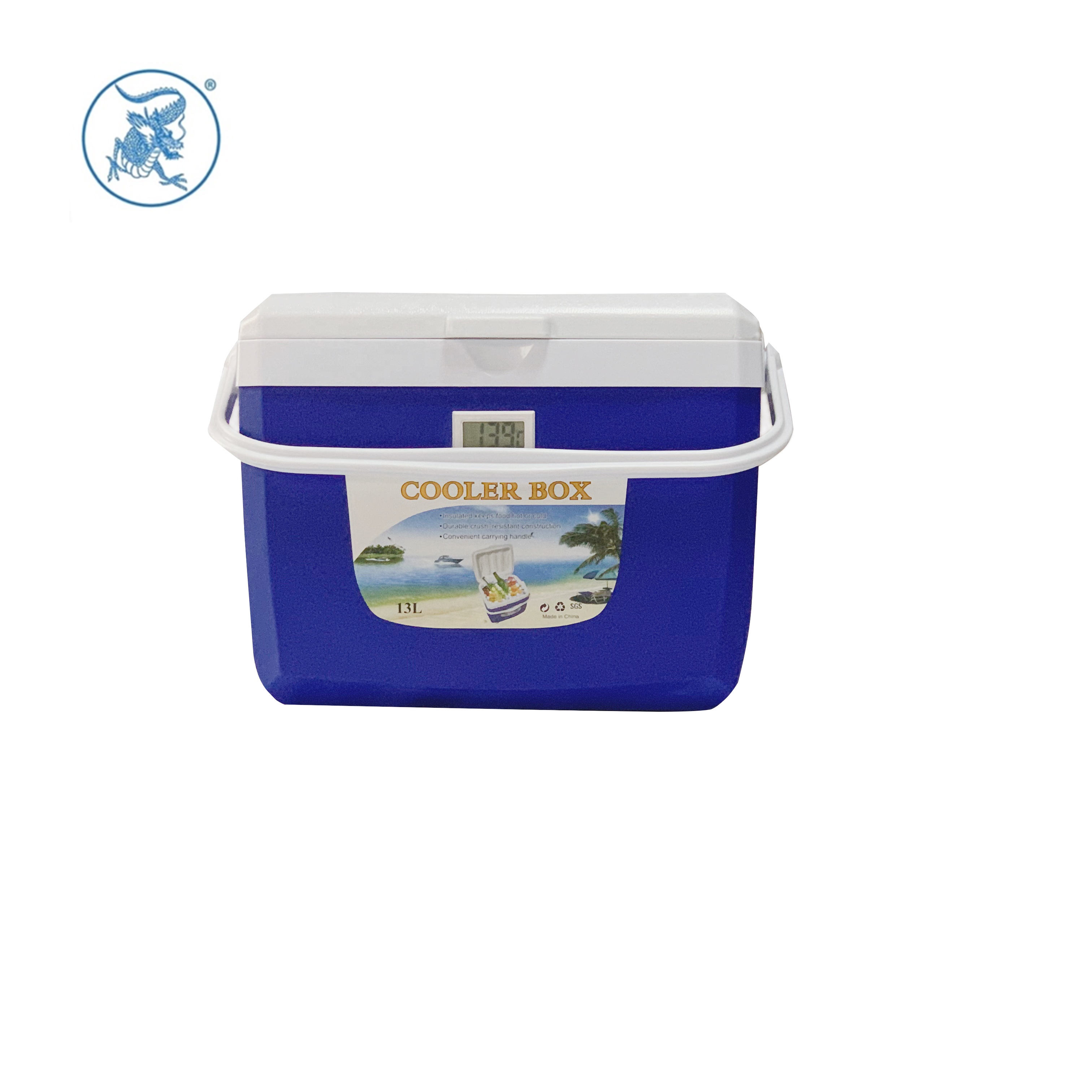 High Quality Kids Hard Plastic Cooler Box 13L Handle Lunch warm box with Electrical Thermometer
