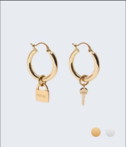 Custom Name New Creative Jewelry Gold Plated Key Lock Hoop Earrings Pendant For Ladies
