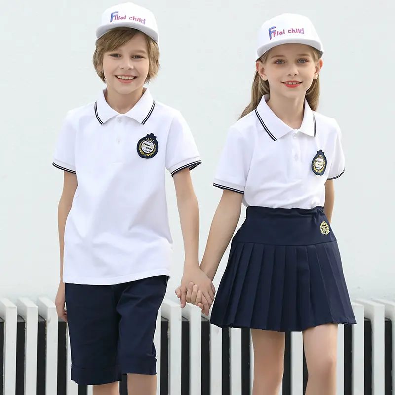 Wholesale Kids Clothes Children Boys Shirt Girls Skirt Dress Kindergarten Preschool Primary School Uniform Designs with Pictures