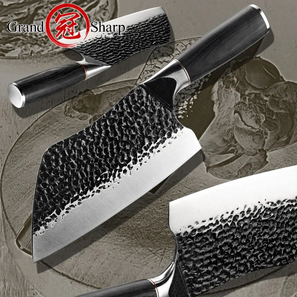 AMAZON 7.5'' Chef Knife Handmade Forged 5cr15mov Steel Kitchen Cleaver Knife Stainless Steel Professional Butcher Chopping Knife