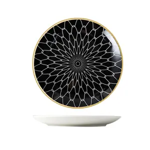 Geometry Round Plate 6/8/10 Inch Ceramic Dinner Plate Dish Porcelain Dessert tableware