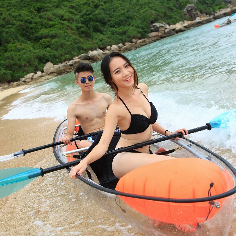 Wholesale 2 person plastic transparent boat fishing kayak with clear bottom