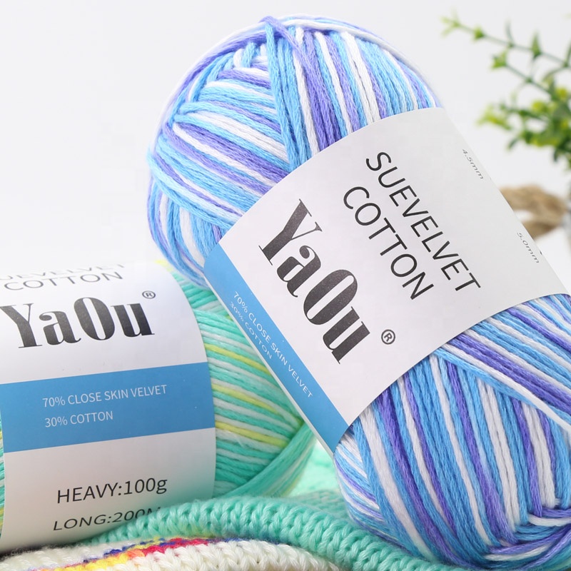 2021 new style silk cotton blended yarn hand knitting machine woven recycled sweater scarf coton yarn blended high biit