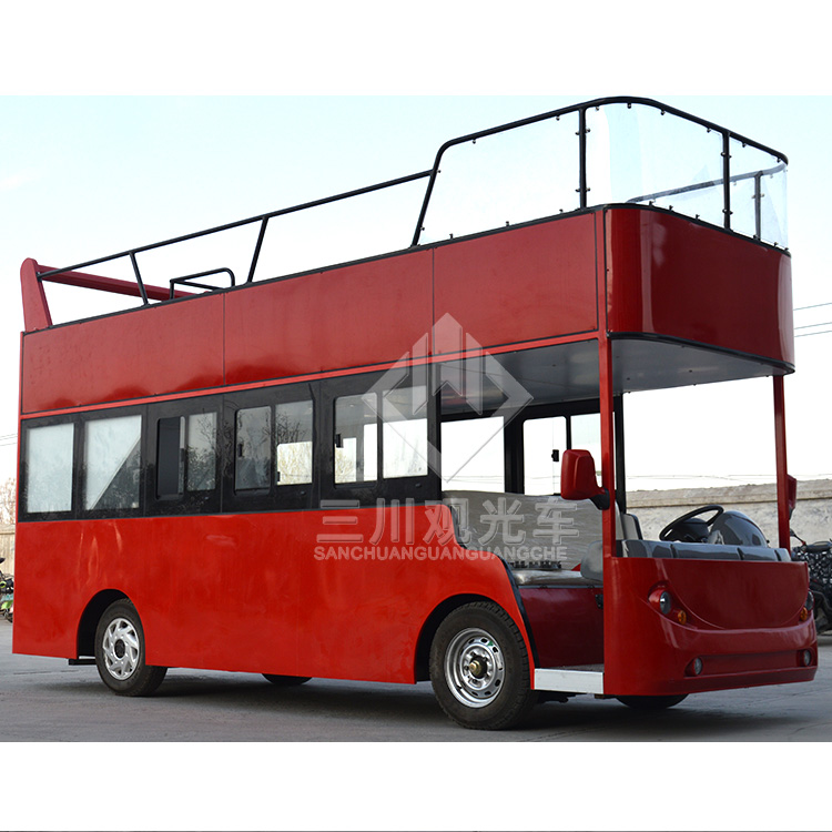Wholesale Kids Amusement Park Ride Electric Open Top Sightseeing Train Double Decker Mini Tourist Train Bus For Sale