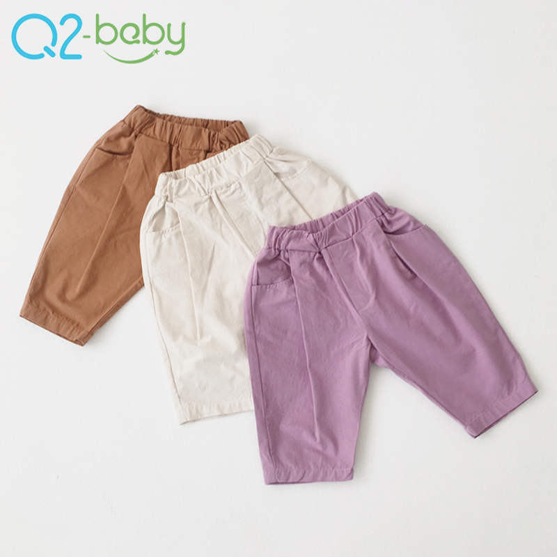 Q2-baby 2481, осенняя одежда для детей наивысшего качества повседневные свободные штаны удобные детские брюки для малышей