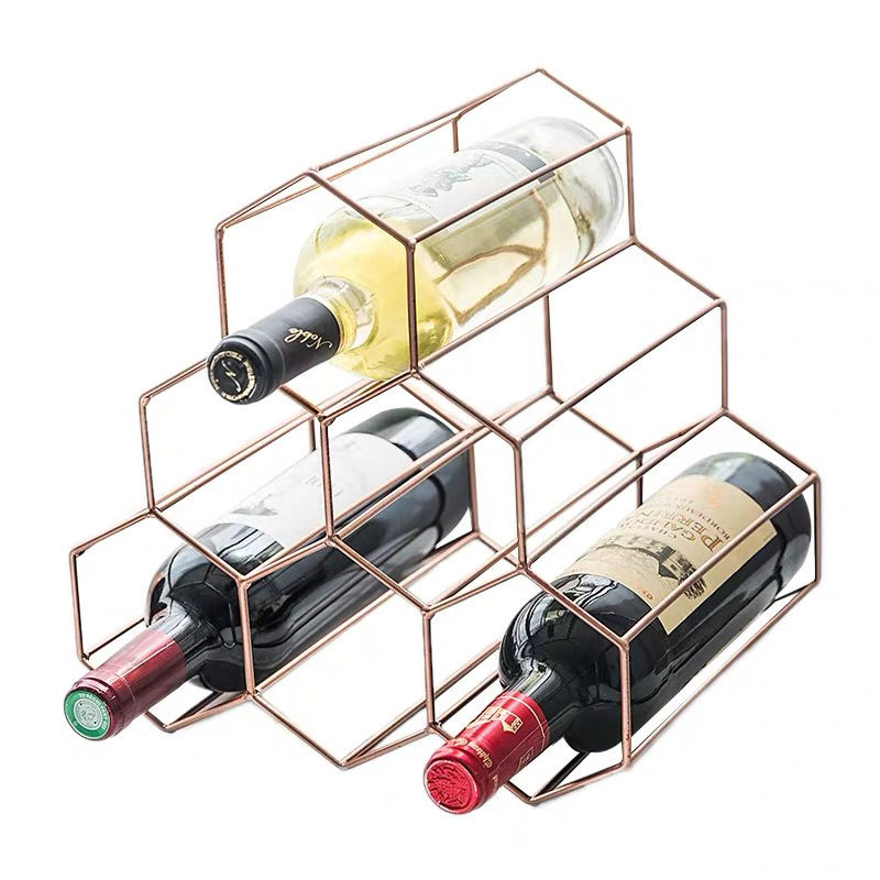 Factory supply Functional display kitchen counter metal wine bottle rack
