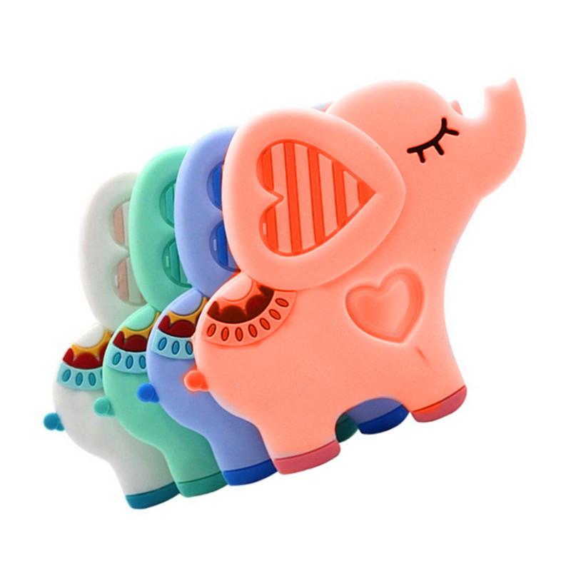 HXY Custom Food Grade Bpa Free No MOQ Soft Wholesale Animal Elephant Baby Teether toy Silicone Baby Teethers Silicone Teether