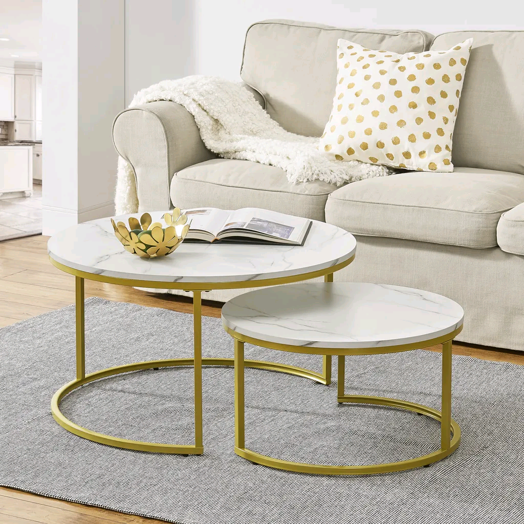 Combohome Custom Home Living Room Furniture Sofa Table Modern Side Wood Coffee Table With Metal Frame Set of 2